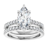 14K Gold Marquise Cut Solitaire Diamond Pavé Engagement Ring with Hidden Halo (1.50 ct)